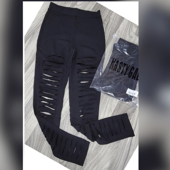 NASTY GAL SHREDDED LEGGINGS - Picture 2 of 2